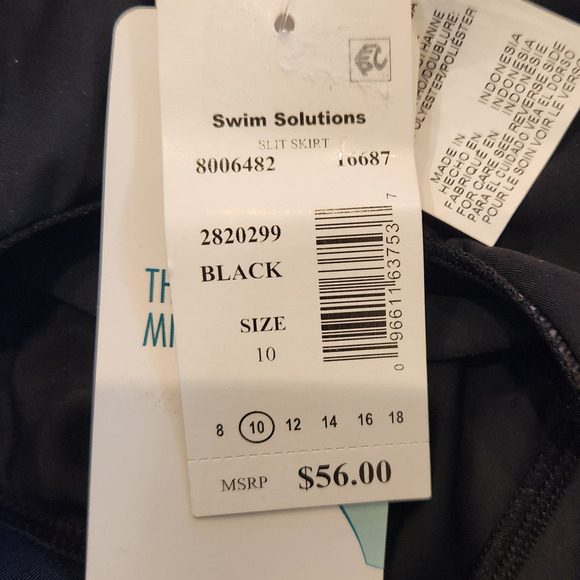 NWOT Swim Solutions Bathing Suit Bottom Swim Skirt Thigh Minimizing Black 8 - Picture 6 of 7